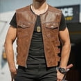 thumbnail image 1 of Chaleco de cuero para hombre Primavera y otoño Tendencia de moda Chaleco de chaqueta de un solo pecho Chaleco para hombre, 1 of 6