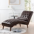 thumbnail image 2 of Comfortable Chaise Lounge, Dark Brown Pu, Strong And Stable Wood Frame Upholstered Lounging , Genuine Cotton Interior, Construction, 2 of 5