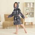 thumbnail image 2 of FORMRS Niños Bathrobe Unisex Hooded Robe Soft Plush Pajamas Sleepwear, Size 7-9T, Light Purple Flowers, 2 of 7