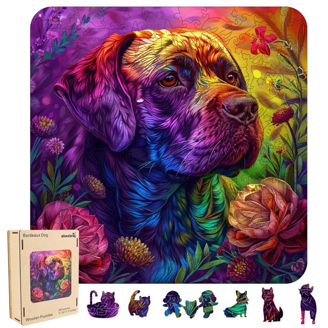 Puzles de madera con forma de perro de colores Qiuenisray, 200 piezas