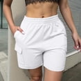 thumbnail image 2 of MYAOYI Womens Shorts Cargo Shorts with Pockets, Elastic Waist Casual Summer Shorts, 2 of 6