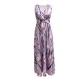 thumbnail image 5 of Womens Maxi Dresses Flowy Ruched Floral Print Boho Dress Wrap V Neck Sleeveless Sundress Elegant Formal Party Wedding Guest Dresses Beach Vacation Outfit, 5 of 7