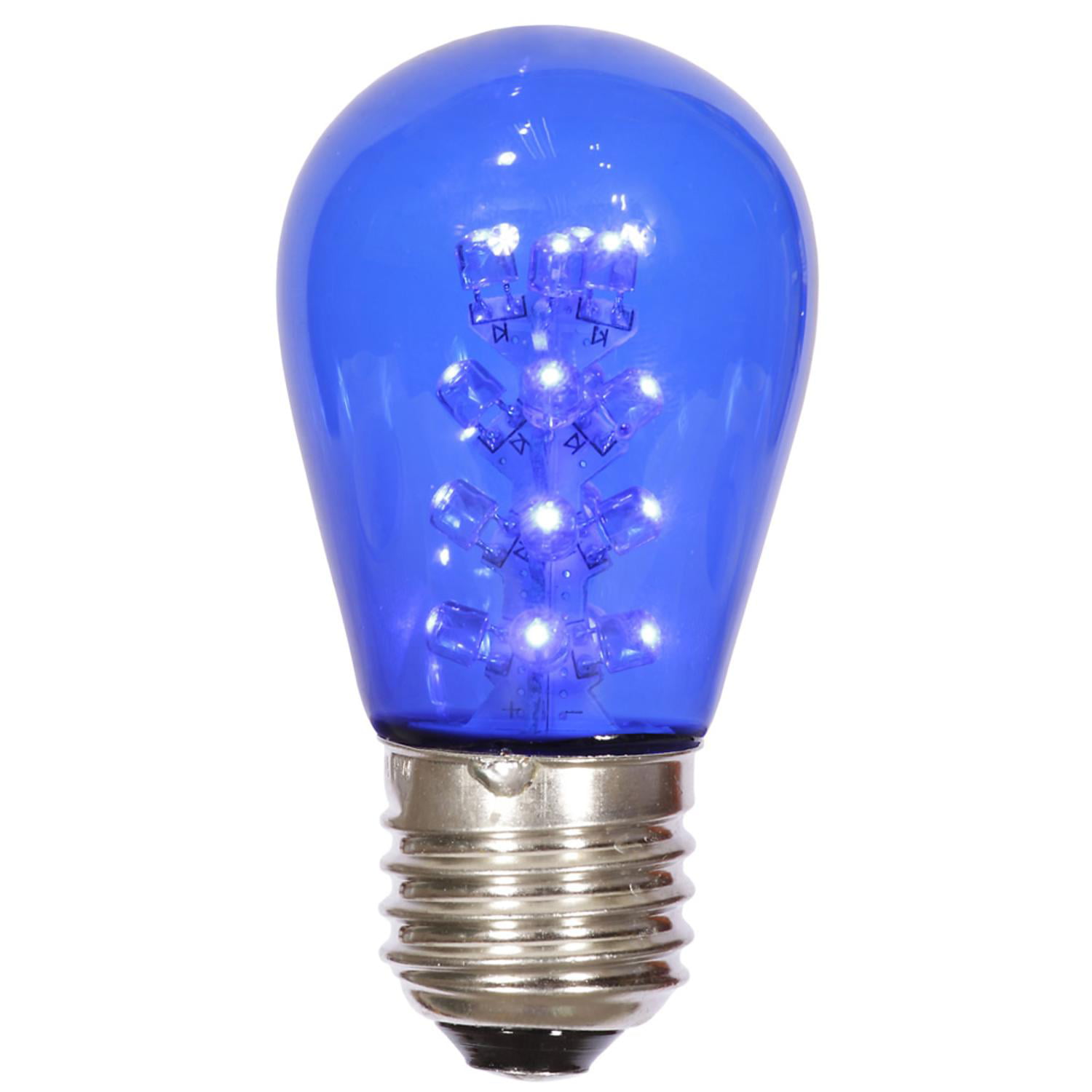 Pack of 6 LED Blue S14 Transparent Replacement Christmas Light Bulbs E26 Medium Nickle Base