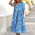 thumbnail image 6 of Fewfanhot Women's Dresses Summer Short Sleeve Midi Dress with Pockets Casual Aline Flowy Tshirt Dress Floral Vocation Beach, 6 of 7