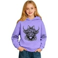 thumbnail image 3 of Fiaer Kids Highland Cow Hoodie Cowboys Shirt Funny Graphic Sweatshirt Cute Tops,Size 2-14 Years Purple 120, 3 of 8