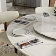 thumbnail image 6 of POVISON 59"Modern White Round Dining Table with Lazy Susan for 6, Glossy Sintered Stone Tabletop, Bronze Carbon Steel Base, 6 of 13