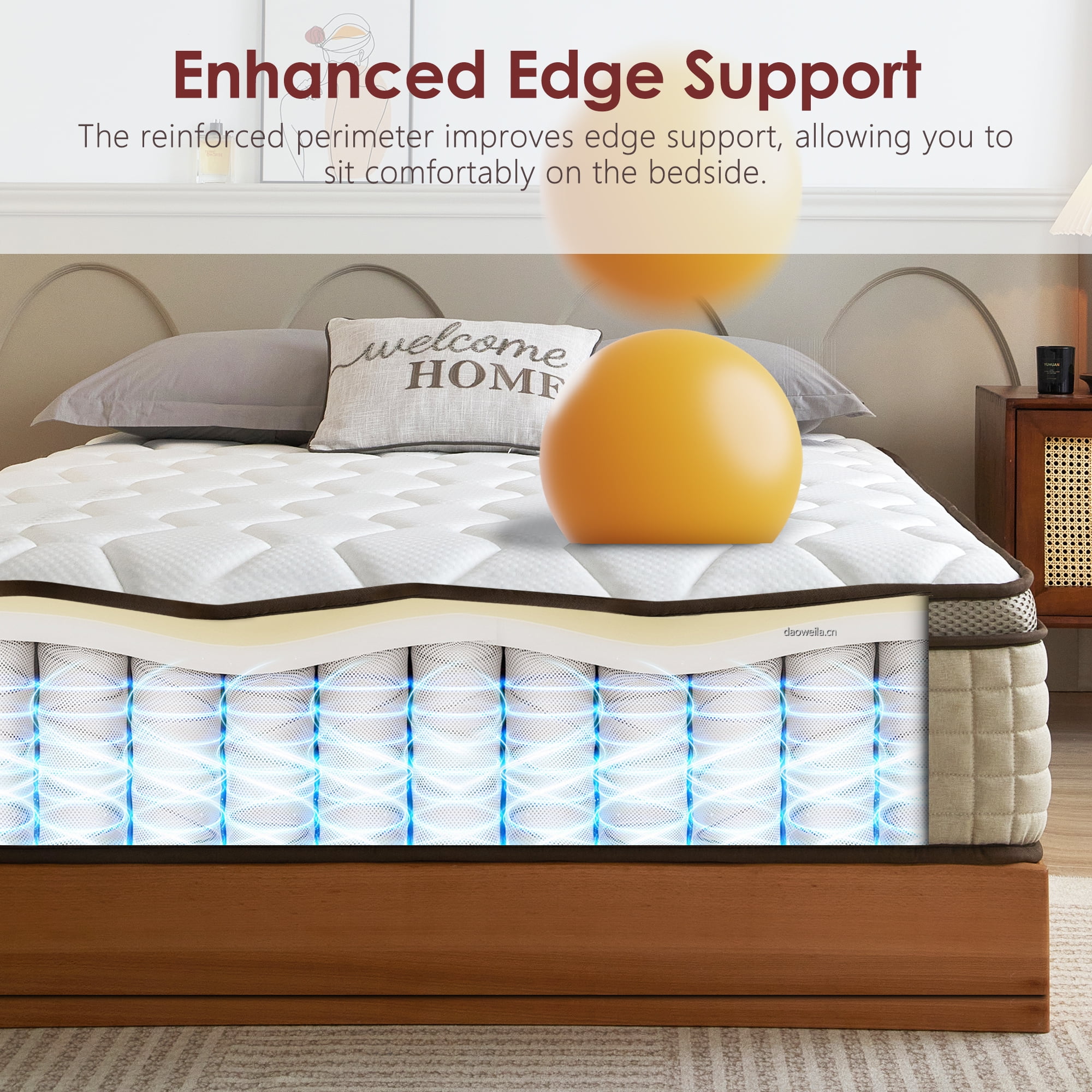 SogesPower Twin Size Hybrid Mattress 12 Inch Memory Foam Mattress, Medium Firm Twin Mattress for Pressure Relief & Cool Fresh Sleep, Fiberglass Free, Mattress in A Box, CertiPUR-US, Beige