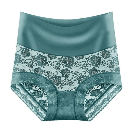 

PEASKJP Women Underwear Cotton Womens High Waisted Cotton Underwear Soft Full Briefs Ladies Breathable Panties Blue X-L
