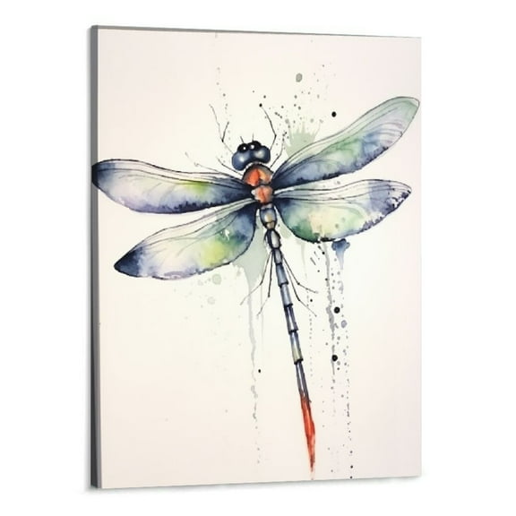 JRXY Canvas Wall Art Dragonfly Watercolor Print Painting Print Wall Art Modern Home Art Decoration Stretched And Framed Ready To Hang 8"X10" 16x20in