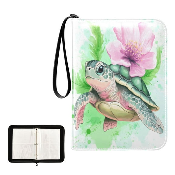 400 Pockets Trading Cards Album,Card Binder 4-Pocket, Cards Collector Album Holder Fits 400 cards with 50 removable sheets Cute Turtle