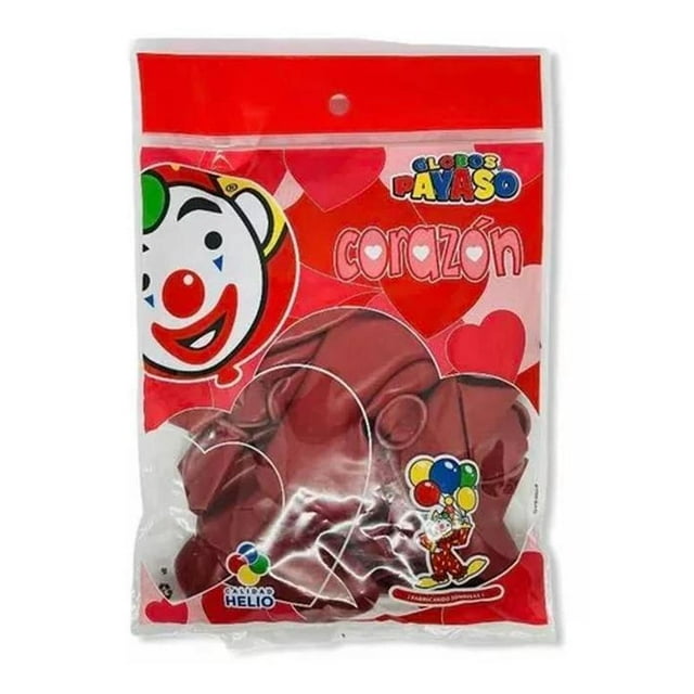 Bolsa 50 Piezas Globo Corazón Rojo Payaso Decoración Y Fiesta Corazón