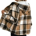 thumbnail image 5 of LEKWK Fleece Lined Plaid Jackets for Women Fashion Button Down Flannel Shackets Hooded Lightwweight Dressy Casual Winter Coats Streetwear with Pockets, 5 of 9