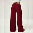 thumbnail image 4 of WTOBBY Women's Loose Comfortable Casual Plush Wide Leg Pants, High Waisted Solid Color Fleece-Lined Winter Trousers with Elastic Waistband,Red L, 4 of 4