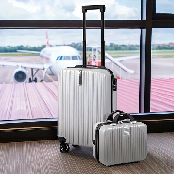 Silvery Luggage Set 2pcs (20" 14") Travel Suitcases Checked, Lightweight Portable Hardside Carry-On Luggage with Spinner Wheels