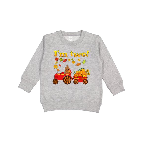 Inktastic I'm Two Cute Thanksgiving Birthday Turkey on Tractor Toddler Sweatshirt