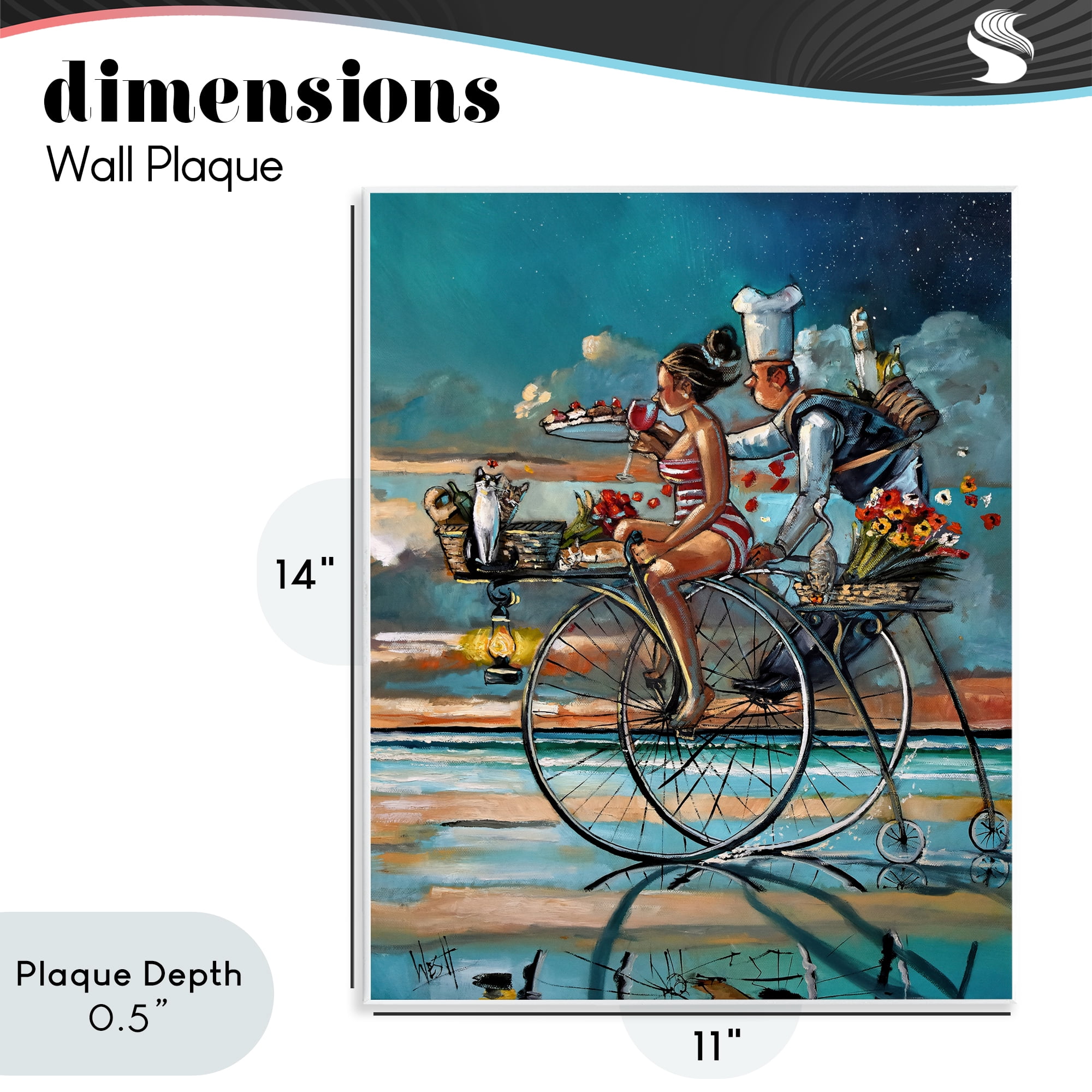Stupell Industries Zaan's Dream Seaside Bicycle Ride Wall Plaque Art, design by Ronald West