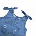 thumbnail image 4 of Kidscool Space Baby Girls Big Bib Pocket Ripped Bowknot Decor Jeans Coveralls,Blue,2-3 Years, 4 of 6