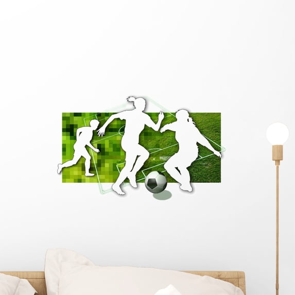 Soccerball Women Wall Decal by Wallmonkeys Peel and Stick Graphic (18 in W x 11 in H) WM244765