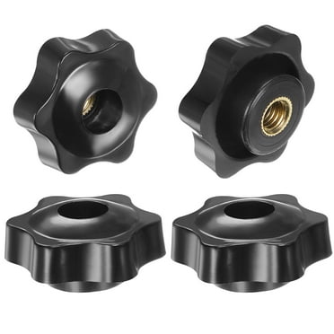 Uxcell 4 Pieces Star Knobs M8 Female Thread 38mm Head Through Hole Clamping Handles Nuts Black