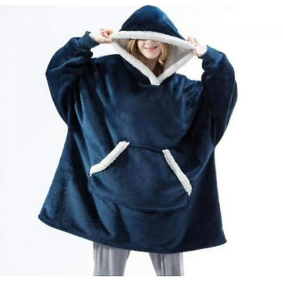 Blankets lamb wool blanket hooded sweater for women blue