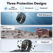 Smart Watch Fits for Android and IPhone, 1.85 inch Fitness Tracker, Men Women's Smartwatch with Answer/Make Calls/112+ Sports Modes/Message Reminder, IP68 Waterproof, for Gift Black