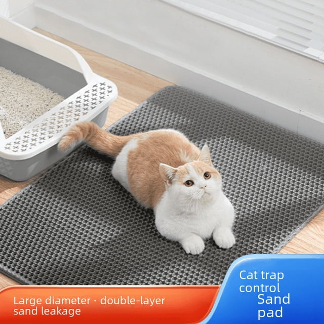 Alfombrilla para arena de gato de doble capa de EVA, antideslizante e impermeable, para uso doméstico, como sustituto de la caja de arena para gatos, alfombrilla a prueba de salpicaduras