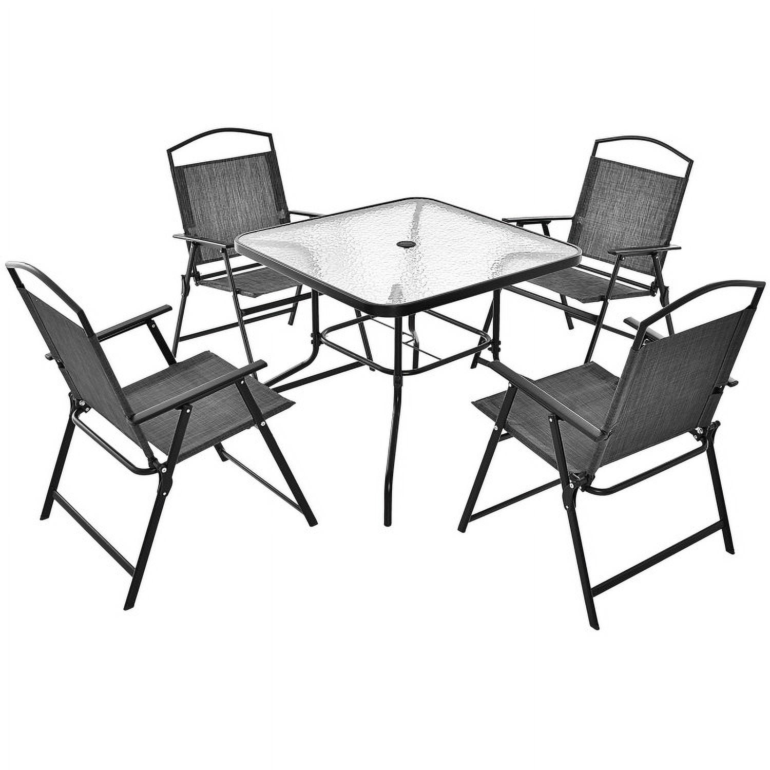 Aimee Lii Patio Dining Set for 4 with Umbrella Hole, Outdoor Patio Furniture, Gray