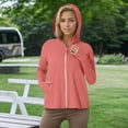 thumbnail image 4 of Alun Womens Upf 50+ Full Zipper Fishing Hoodie Shirt with Facial Occlusion and Thumb Holes Design Lightweight Pure Slim Fit Long Sleeve Hooded Tops with Pockets 2—Watermelon Red XL, 4 of 8