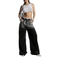 thumbnail image 2 of Womens Baggy Jeans Wide Leg Denim Pants Y2k 90s Vintage Hip Hop Loose Long Trousers Streetwear Black L, 2 of 9