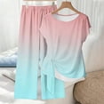 thumbnail image 4 of CHUMUD Womens 2 Piece Outfits Sets Watching Set Short Sleeve Ruched Drawstring Crew Neck Tops and Wide Leg Pants Clothing Sets, 4 of 5