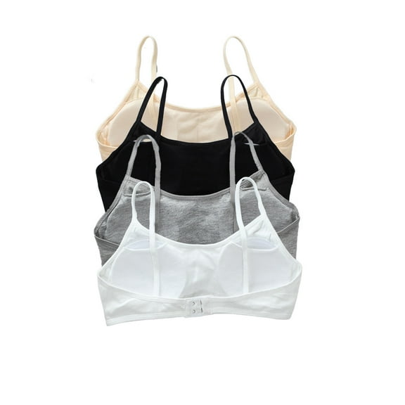 4 Pack Big Girls Bra Comfort Flex Cotton Bras Cami Bralettes Sports Bra Tween Bras for Girls 10-16 Years