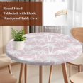 thumbnail image 3 of Pink Palm Tree Summer Round Tablecloth 45-54 Inch Round Fitted Table Cloth with Elastic Edge, Beach Tropical Botanical Coastal Waterproof Table Cover Protector for Outdoor Picnic Party Dining, 3 of 9