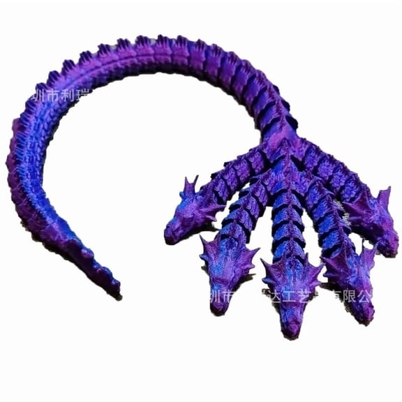 1PC PURPLE 36CM 3D Printed Five-Headed Serpent/Multi-Headed Dragon Figurine with Movable Hinges