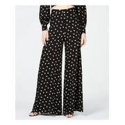 JILL STUART Womens Black Embroidered Floral Flare Pants Size: 0