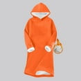 thumbnail image 3 of Efsteb Winter Fashion Dresses for Women 2025 Thick Fleece Dresses Long Sleeve Hoodies Dress Sweatshirt Thermal Dress (Orange,XL), 3 of 6