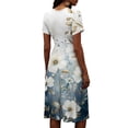 thumbnail image 6 of Minjewel Ladies Floral Casual Fashionable Short Sleeve V-Neck Dress for Spring Summer Women's Daily Casual Wear,White,3XL, 6 of 6