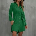 thumbnail image 2 of biudgviw Mini Dresses for Women Fashion Lapel Neck Buttons down Shirts Dress with Pockets Fall Loose Belted Long Sleeve Dress, 2 of 5