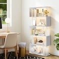 thumbnail image 3 of OUTONLIFE 6-Tier S-Shaped Bookshelf with Light, Modern Free Standing Bookcase with Open Shelving for Home & Office, White, 3 of 10