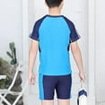 thumbnail image 6 of Alvivi Boys 3 Pieces Rash Guard Set Swim T Shirts with Trunks Swimming Hats Beach Bathing Suit Blue 3-4, 6 of 7