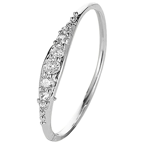 CILENON Rings for Women Non Tarnish Engagement Round Cut Zircons Women Wedding Rings Jewelry Rings for Woman Full Diamond Ladies Ring Pinky Ring Stainless Steel Rings for Women (Silver,9)