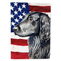 Carolines Treasures LH9021GF 11 x 15 in. USA American Flag with Flat Coated Retriever Garden Size Flag