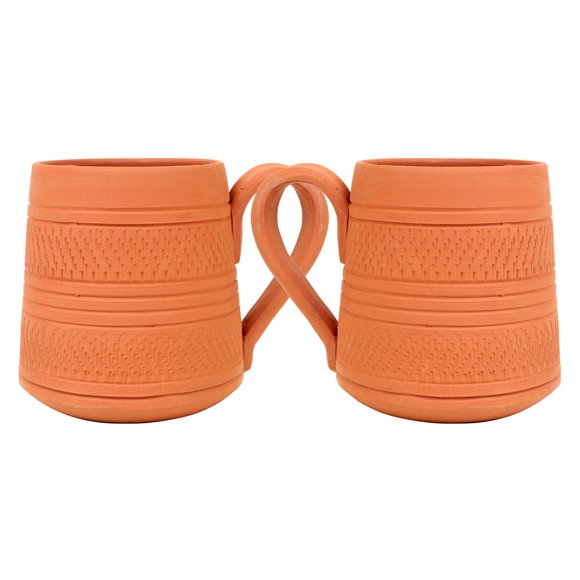 Handcrafted Mitti Clay Tea Cups Or Coffee Mugs | Handmade Earthen Clay Coffee Mug Set Chai Ke Cup Set Pack Of 2 - Coffee Mug 200ml Each