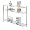 thumbnail image 3 of Pemberly Row Table Console Moderne à 3 Niveaux en Verre Clair et Chrome, 3 of 4