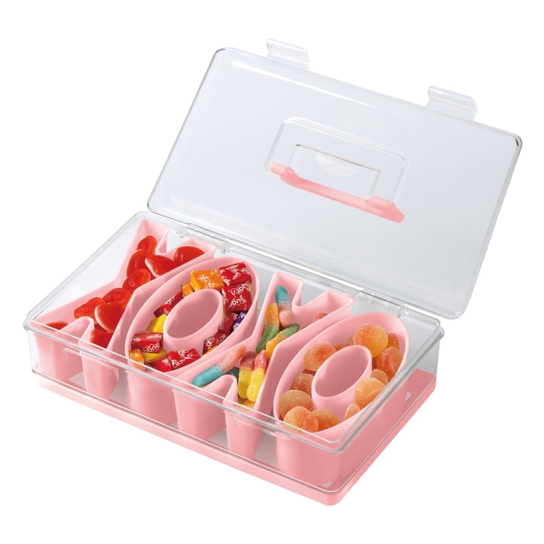 Cook with Color Valentine's Day Figural Plastic Snack Box, Pink
