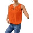 thumbnail image 3 of Tank Top for Women Keyhole V Neck Sleeveless Summer Casual Loose Fit Business Cute Floral Basic Shirt Blouse Orange S, 3 of 6