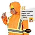 thumbnail image 5 of Pioneer Hi Vis Waterproof Lightweight Rainsuit - Work Safety Hooded Jacket and Bib Pants - Adjustable Pant Length - Hi Vis Orange, 5 of 9