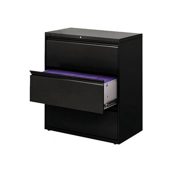 800 Series Three-Drawer Lateral File, 36W X 19-1/4D X 40-7/8H, Black