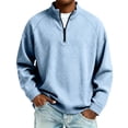 thumbnail image 2 of Quarter Zip Sweatshirt for Men Waffle Knitted Pullover Casual Long Sleeve Lapel Polo Sweatshirts Fall Winter Jackets,XL, 2 of 7