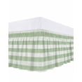 thumbnail image 2 of Sage Linen Stripes Bed Skirt Queen Size 16 Inch Drop, Vintage Country Adjustable Elastic Dust Ruffles Bedskirt for Queen Bed Wrap Around Pleated Mattress Frame Cover, 2 of 9
