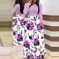 thumbnail image 1 of FcBaudy Longues Robe à Manches à Col Rond Femme Été Robe Décontractée à Manches Longues à Imprimé Floral Patchwork Robe Maxi Robe Femme, 1 of 6
